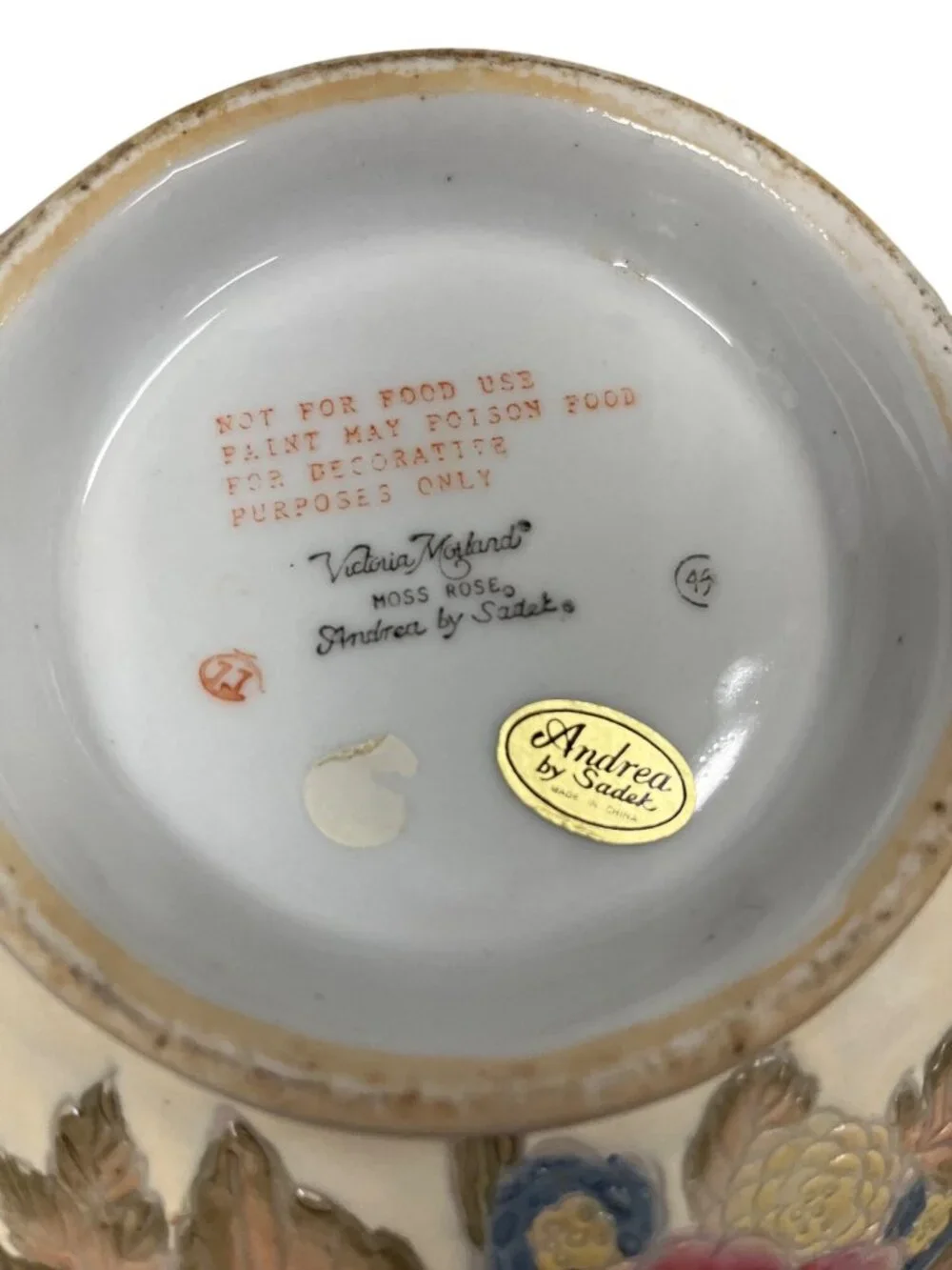 Andrea by Sedak Victoria moss rose vtg ceramic 10